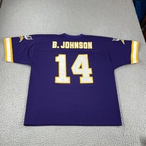 Vintage 90s Logo 7 Minnesota Vikings B. Johnson #14 Jersey Size Large Made USA